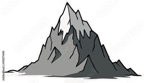 Mountain Peak Icon - Flat Cartoon Nature Vector