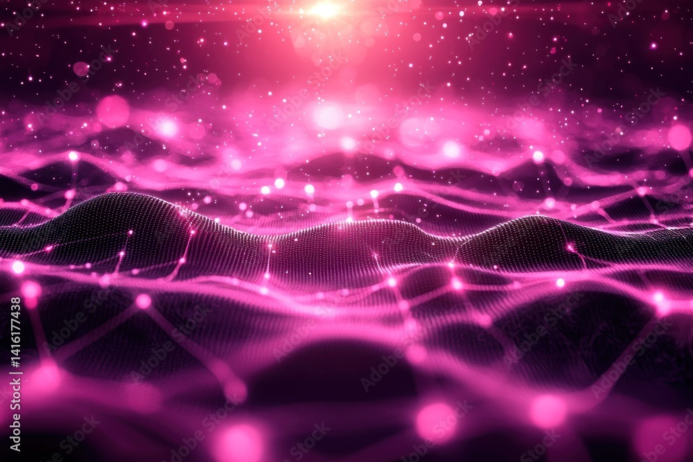 Obraz premium Abstract Pink Digital Waves