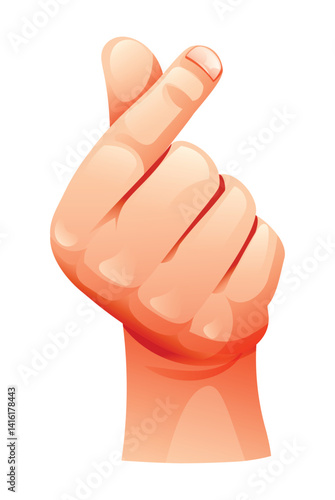Hand showing Korean finger heart gesture for love and affection. Vector cartoon illustration