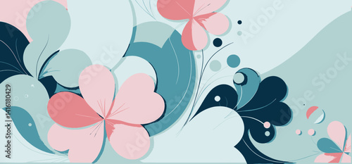 Pastel Floral Art Background_Abstract Flower Design in Soft Blues_Pinks_and Greens_Modern Art Print_Perfect for Home Decor and Digital Wallpaper_Calming and Serene Image
