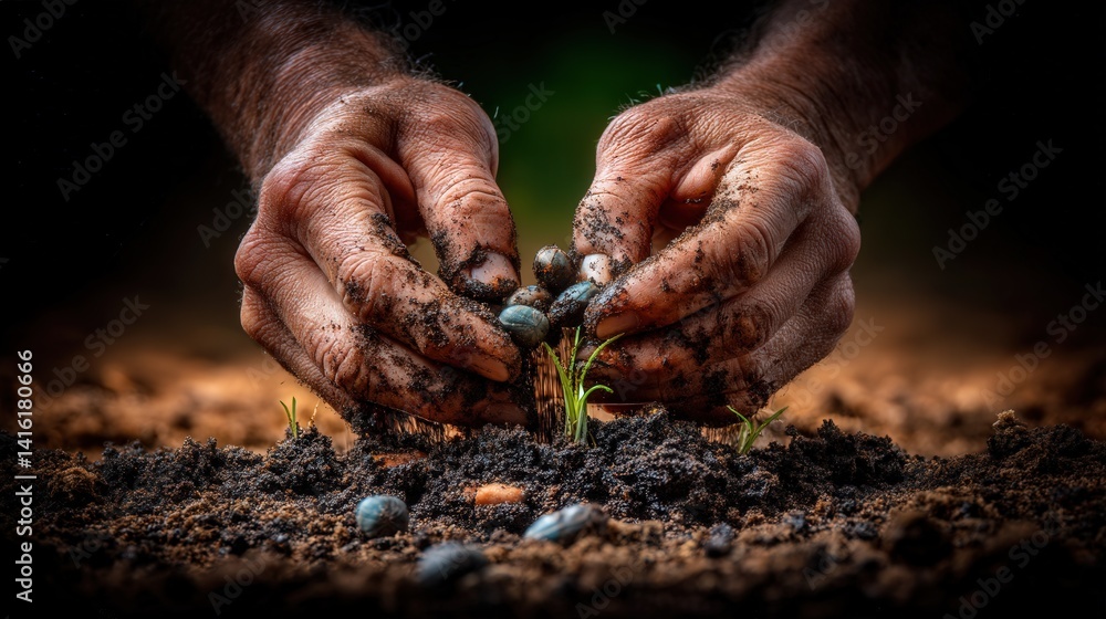 Two hands gently cradling a green plant symbolizing growth and nature with a soft focus background of life Two hands gently cradling a green plant symbolizing growth and nature with a soft focus background of life
