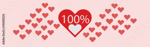 Heart icon. valentines day. relationship level measuring indicator sign. vector illustration 