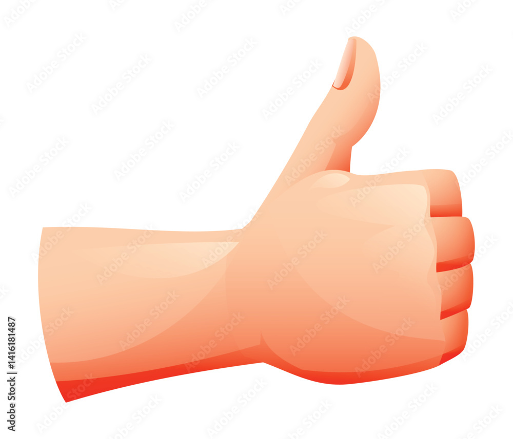 Thumbs up gesture representing approval or agreement. Vector cartoon illustration Thumbs up gesture representing approval or agreement. Vector cartoon illustration