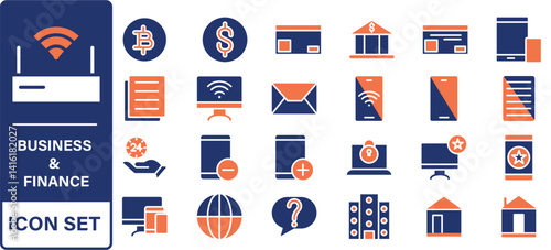 Wallpaper Mural Business and finance editable stroke line icon set with money, bank, check, law, auction, exchance, payment, wallet, deposit, piggy, calculator, web and more isolated outline thin symbol Torontodigital.ca