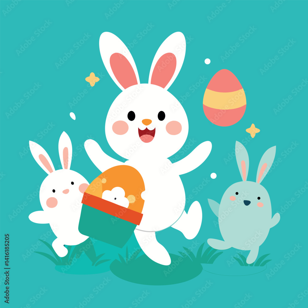 Obraz premium happy easter with cute bunnies.eps