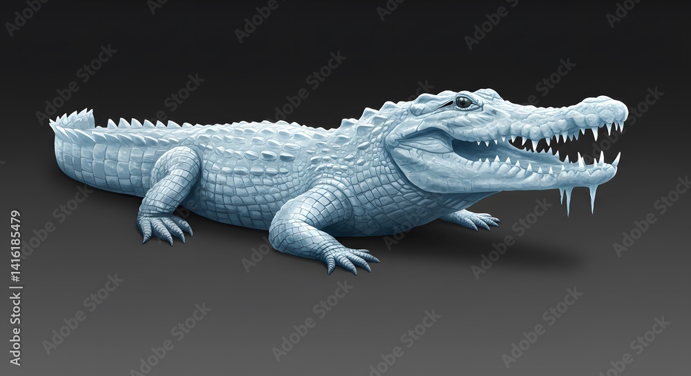 Fototapeta premium Albino Crocodile with Gray Background.