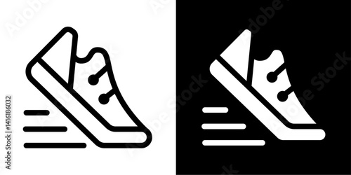 running shoe line and glyph icon, outline and glyph vector sign, linear and glyph style pictogram isolated on white and black. crossfit symbol, logo, icon, illustration