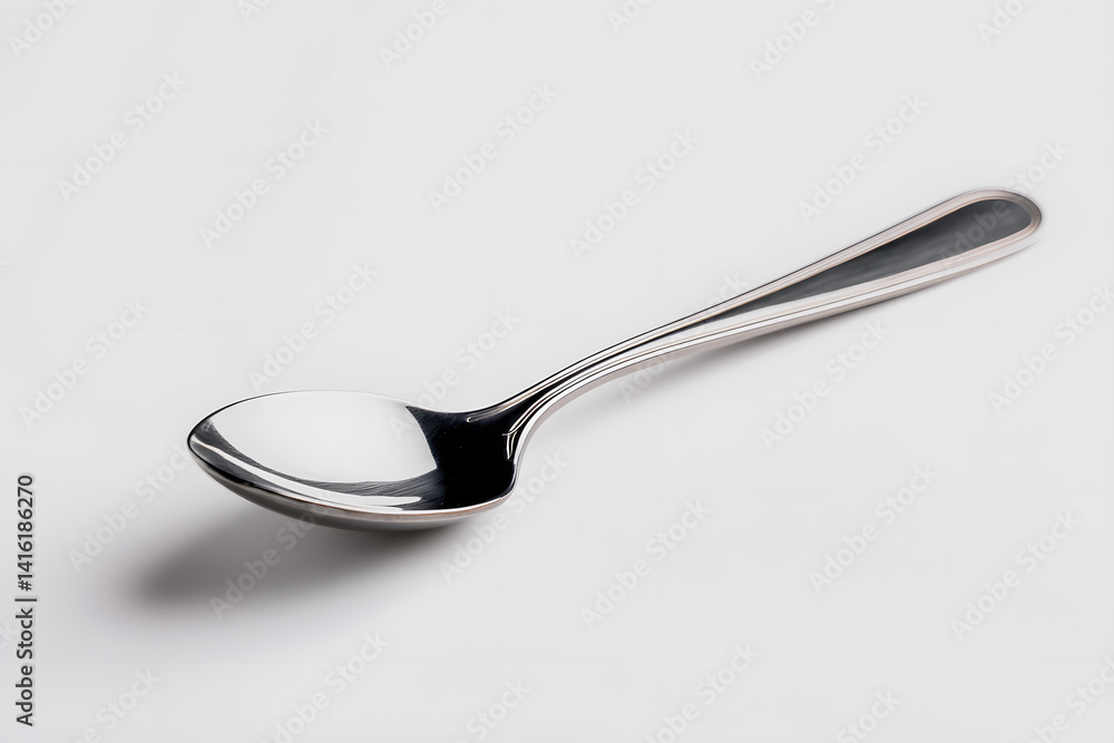 Silver spoon isolated on white background representing simplicity and utility Silver spoon isolated on white background representing simplicity and utility