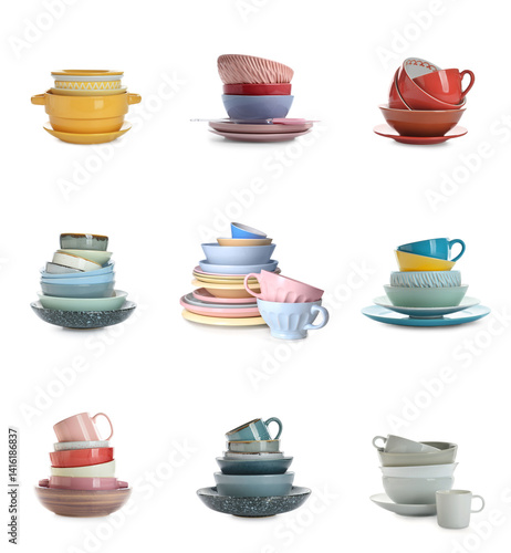 Set of bowls, plates and cu...
