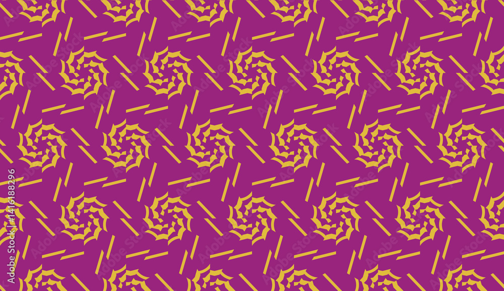 Fototapeta premium Curved line in triangles style. Vector illustration. Purple orange color. For interior wallpaper, smart design, fashion print. Seamless