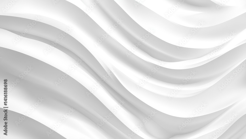 Fototapeta premium Abstract white wavy fabric texture background.