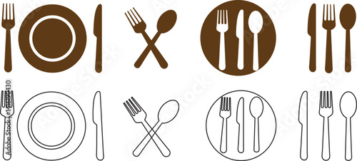 Dining Utensils and Table Setting Icons Vector Pack