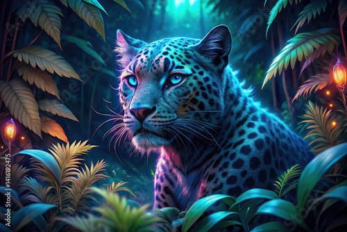 Glowing Leopard Jungle Night Dark Wildlife Animal Photography Rule of Thirds