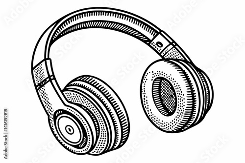 Classic Transistor Radio Line Art Illustration on White