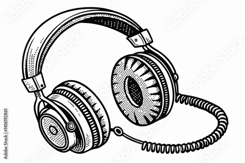 Classic Transistor Radio Line Art Illustration on White