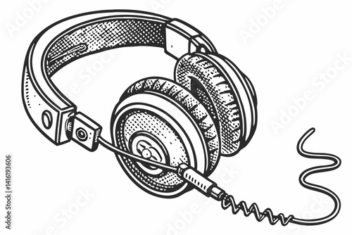 Classic Transistor Radio Line Art Illustration on White