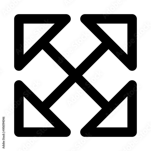 arrows diagonal expand multimedia. outline icon style for navigation, multimedia, and user interface.