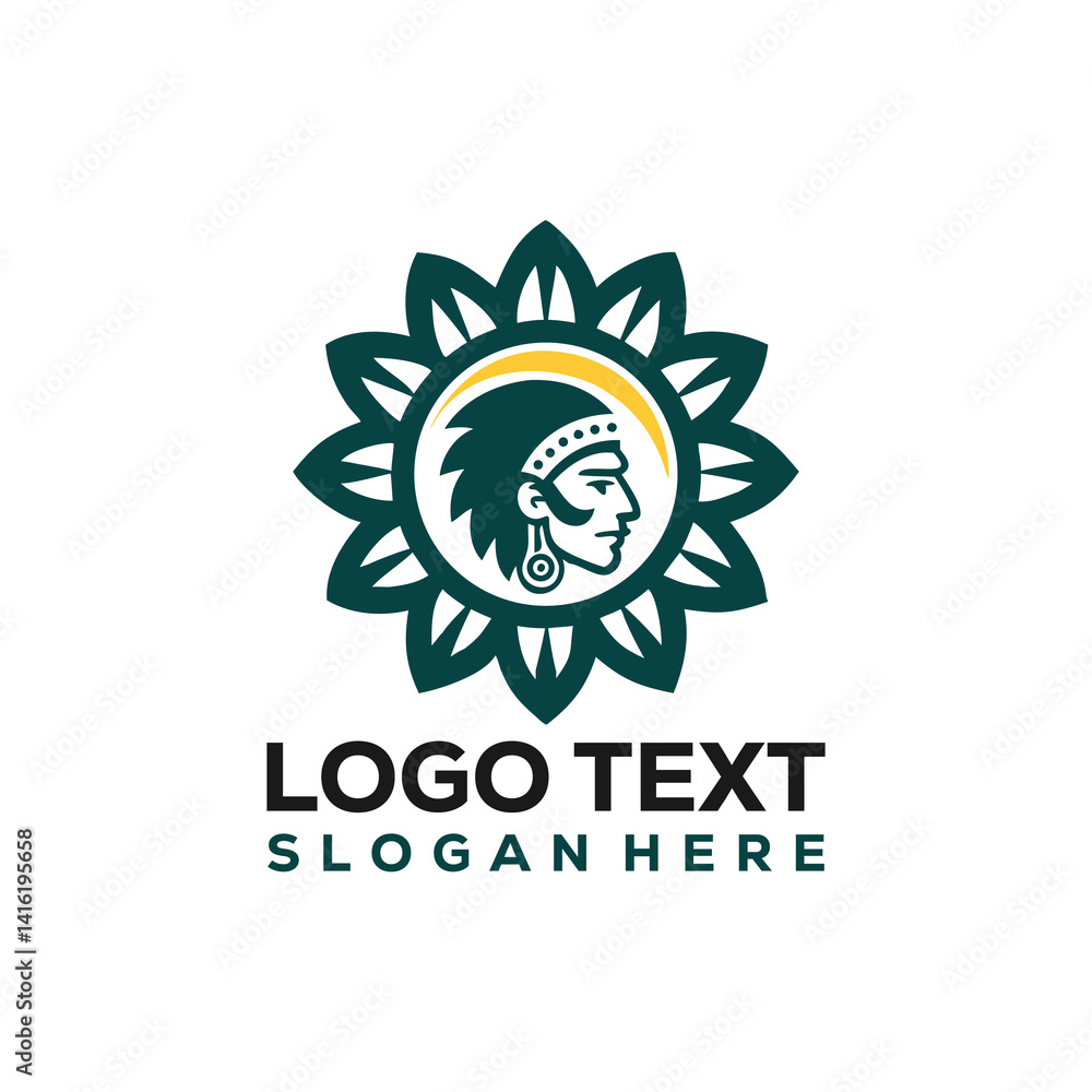 Fototapeta premium American Indian Chief. Logo or icon. Vector illustration isolated on white background