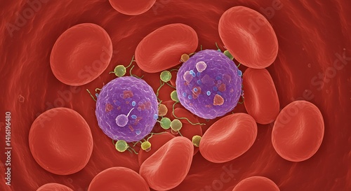 Blood Cells: Red Corpuscles, White Blood Cells, and Platelets in Microscopic Detail.