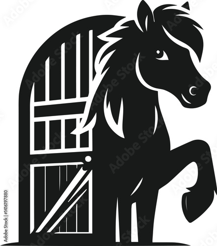 Vector peeking face horse animal silhouette