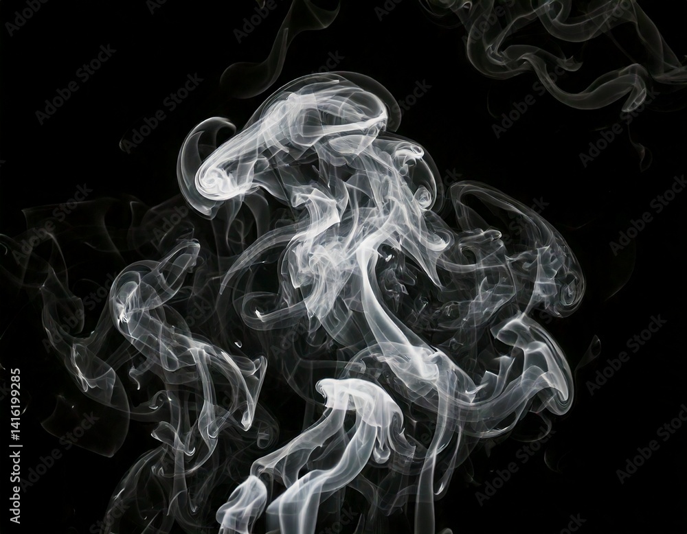 Fototapeta premium Generative ai picture image collage of grey smoke over black dark background 