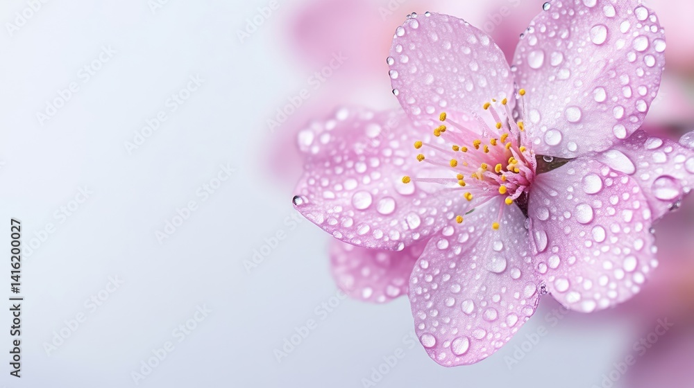 Delicate Pink Blossom with Water Drops Delicate Pink Blossom with Water Drops