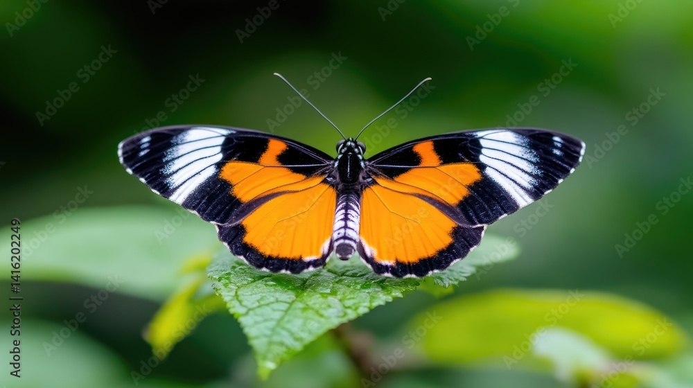 Fototapeta premium Vibrant butterfly perched on a leaf