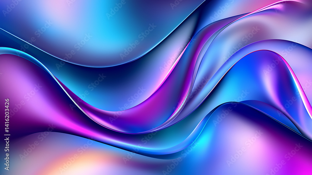 Naklejka premium Dynamic waves of colorful abstract art digital space graphic design vibrant environment close-up visual concept