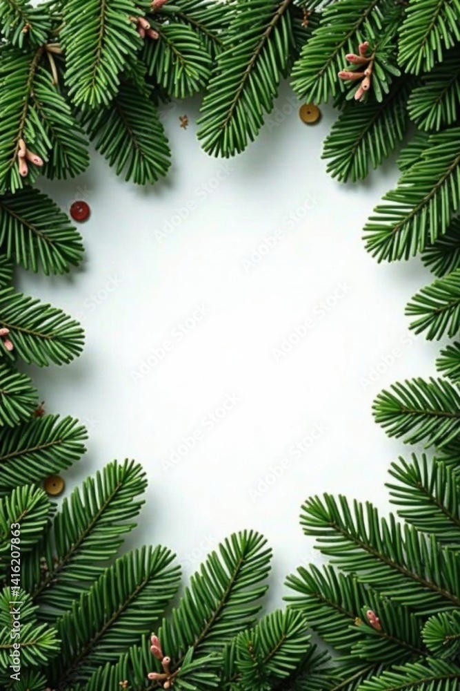 Evergreen branches arranged in a circular shape , outdoors, evergreen, nature background Evergreen branches arranged in a circular shape , outdoors, evergreen, nature background