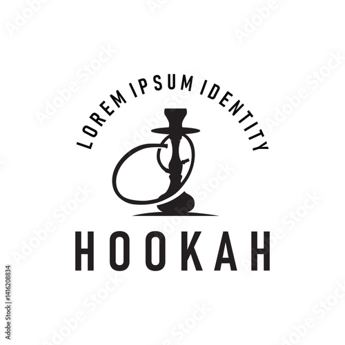 Old retro vintage design hookah logo shisha bar concept simple minimalist retro illustration templet symbol brand bar, restaurant, shop, and business brand