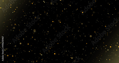 Subtle Gold dust particle background overlay realistic light dust effect in black. Air overlay small dust dirt flying shimmering real-like particles fairy fantasy transparent atmosphere overlay fx.