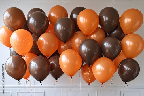 Cheerful Grouping of Brown and Orange Balloons for Celebrations and Events