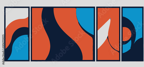 Abstract Wall Art Set Modern Home Decor Colorful Geometric Prints Contemporary Artwork for Living Room or Office Unique Framed Decorations Interior Design