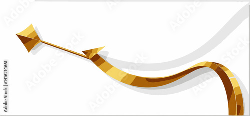Golden Arrow Rising_Financial Growth Concept_Success and Progress Illustration_Upward Trend in Business_Wealth and Prosperity Visualization_Shiny Gold Arrow Graphic