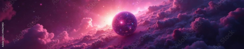 Obraz premium Gaseous sphere drifting through the interstellar mist, orange, nebula, galaxy