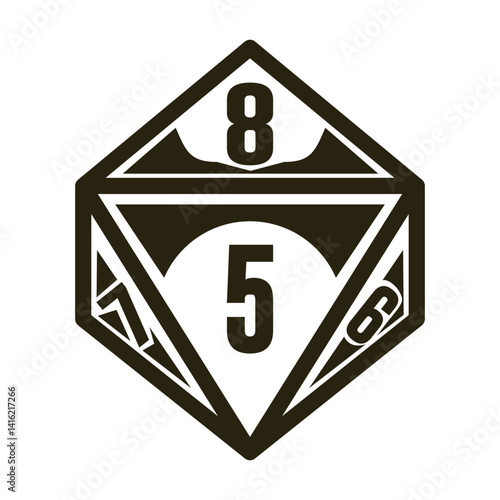 Dice D8 Vector Illustration Black And White