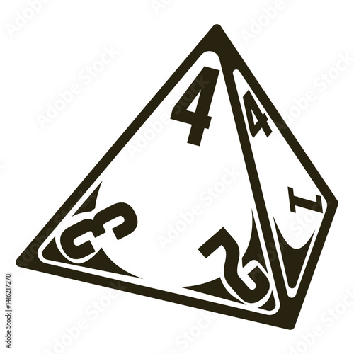Dice D4 Vector Illustration, Balcak and White color