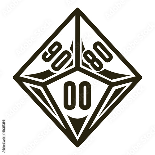 Dice D 100 Vector Illustration Black And white