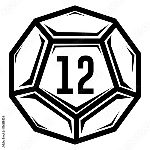 Dice D12 Natural 12
