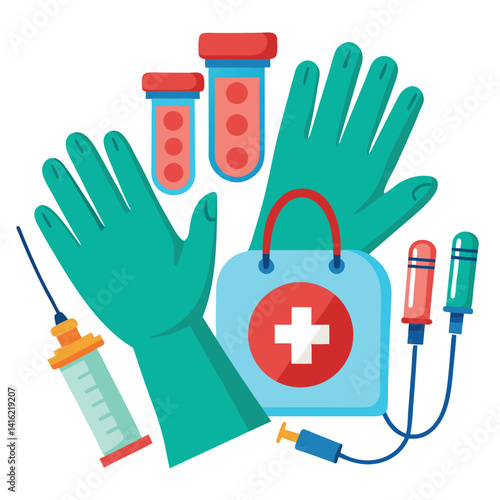 latex gloves nurse equipment isolated on white background