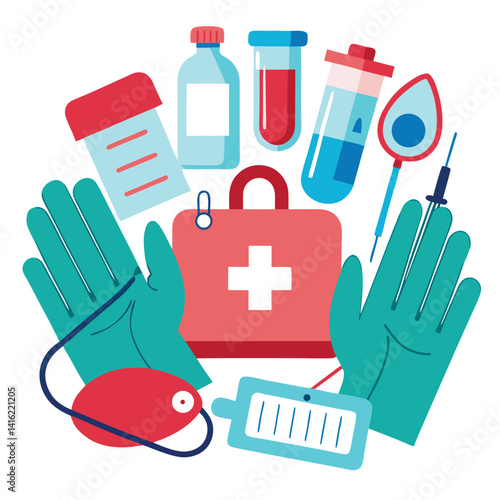 latex gloves nurse equipment isolated on white background