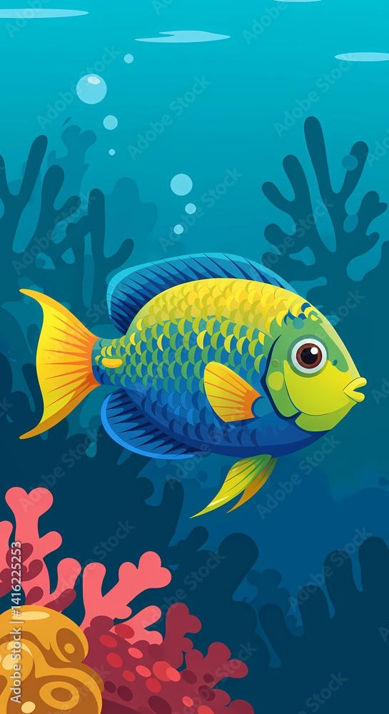 Fototapeta premium Realistic Fish Illustration: Capturing the Intricate Details of a Marine Animal