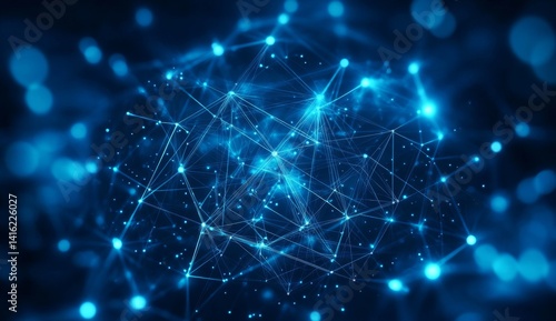 Wallpaper Mural Abstract glowing blue network sphere. Torontodigital.ca