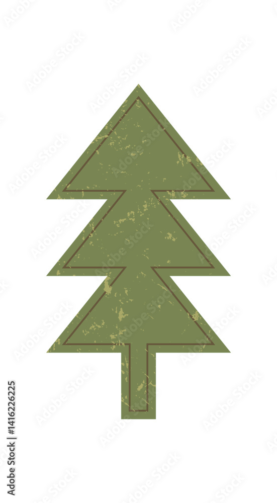 Brutalist abstract tree icon. Minimal shape with grunge texture. This modern element features a unique form, flat style, and contemporary design, perfect for graphic projects and artistic endeavors.