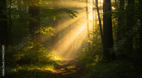 sun rays in the forest