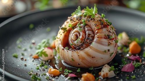 Escargot: culinary delight, gourmet treat, delicacy dish, edible mollusk, classic cuisine, flavorful meal, French specialty, seasoned snail, refined taste, exquisite preparation.
