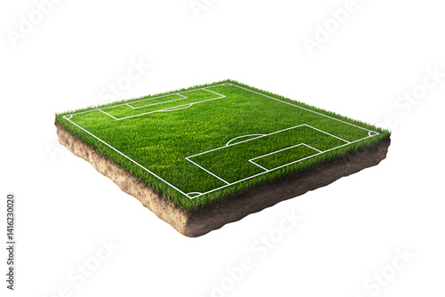 Soccer field turf grass isolated 3D render