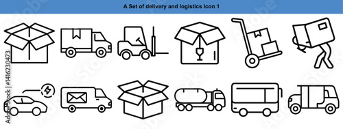 Delivery and Logistics Icon Set Courier, Shipping, Freight, and Transport Symbols