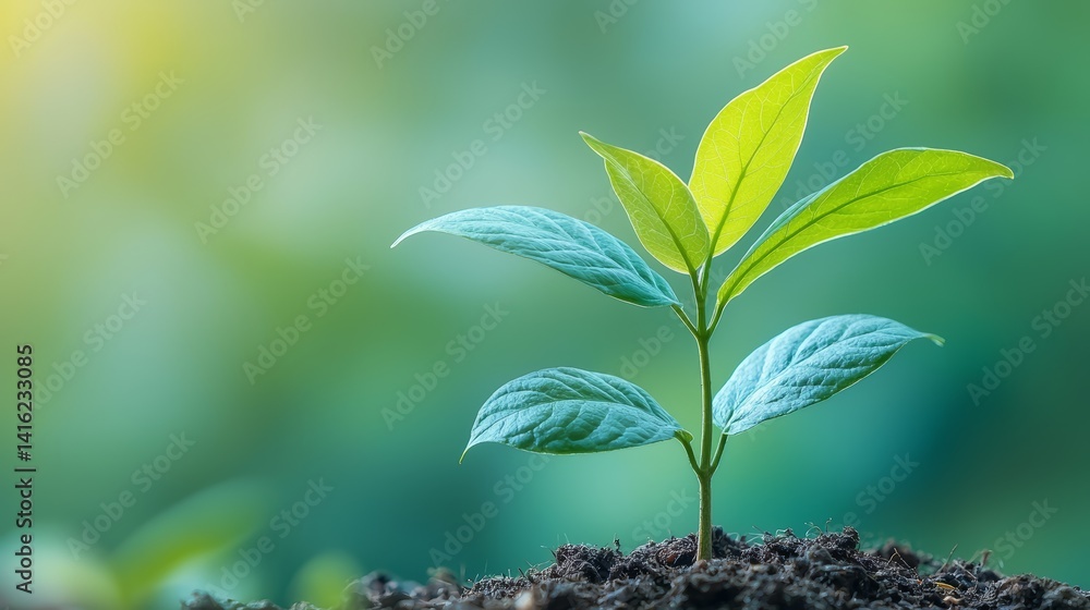 Vibrant Green Seedling Sprouting in Rich Soil New Life Growth Concept