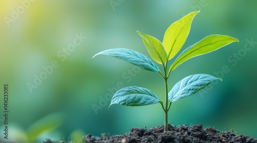 Obraz na płótnie Vibrant Green Seedling Sprouting in Rich Soil New Life Growth Concept w salonie